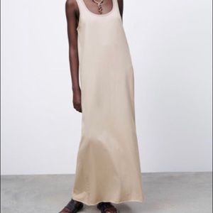 zara tan cotton maxi dress